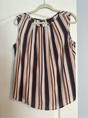 Worthington Striped Sleeveless Top in Navy, White & Brown